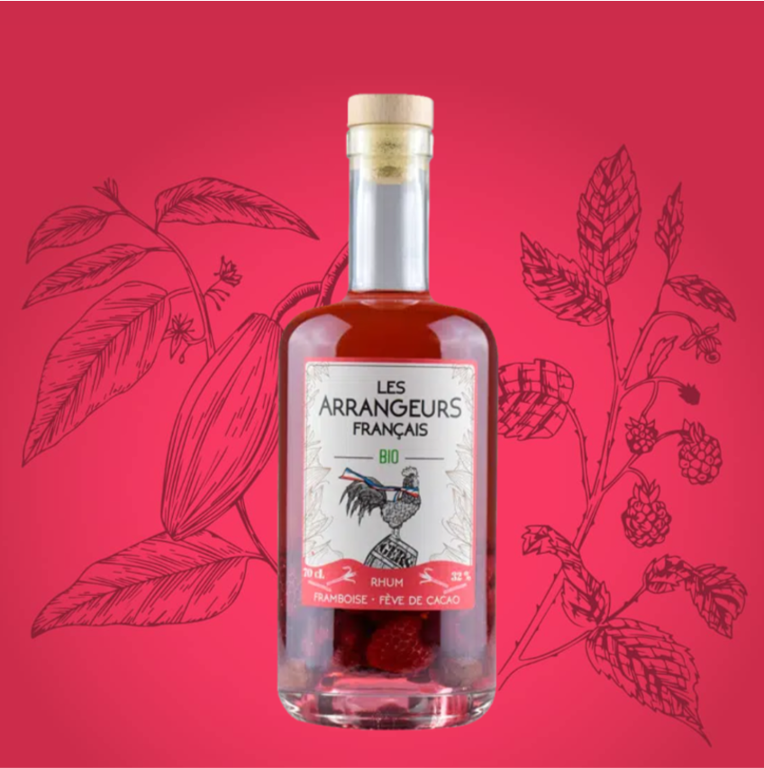 rhum framboise fève de cacaio bio - les arrangeurs francais - les petits apéroculteurs
